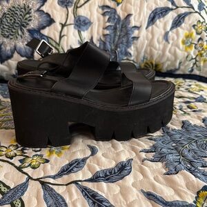 SHEIN Black Chunky Platform Sandals